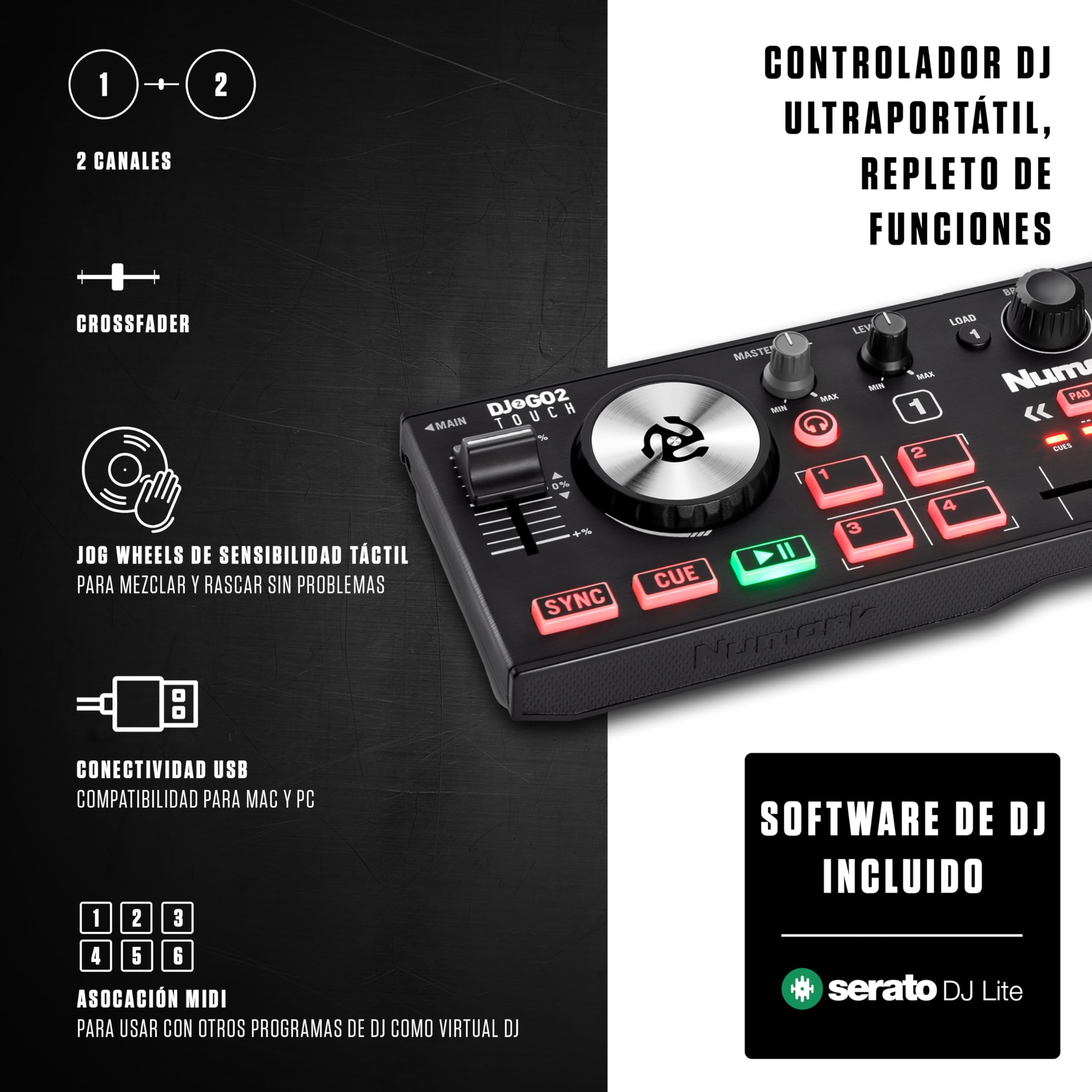 numark-dj2go2-touch-controlador-dj-compacto-con-serato-dj-lite image 2