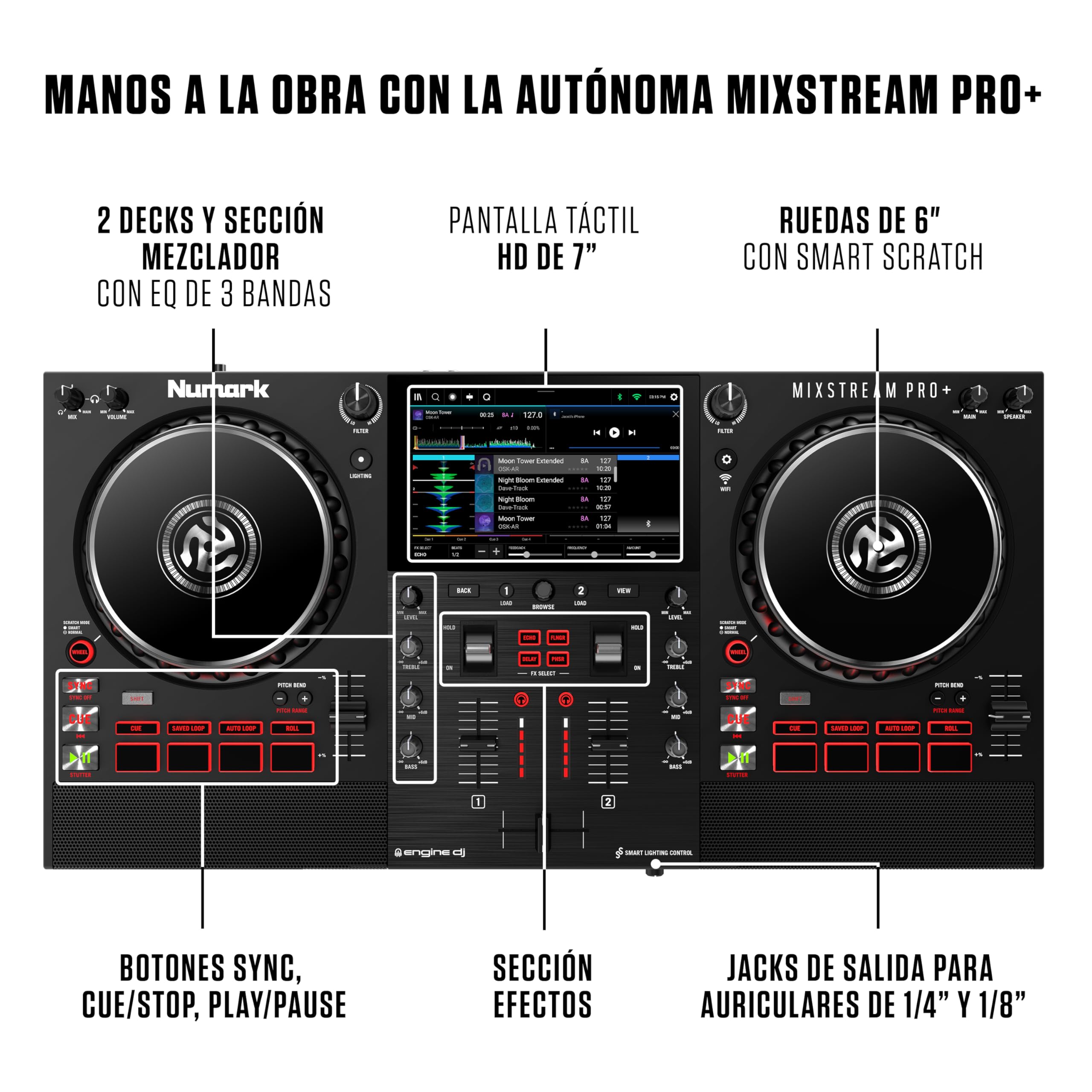 numark-mixstream-pro-controlador-dj-aut-nomo-con-wi-fi-stems-y-altavoces image 6
