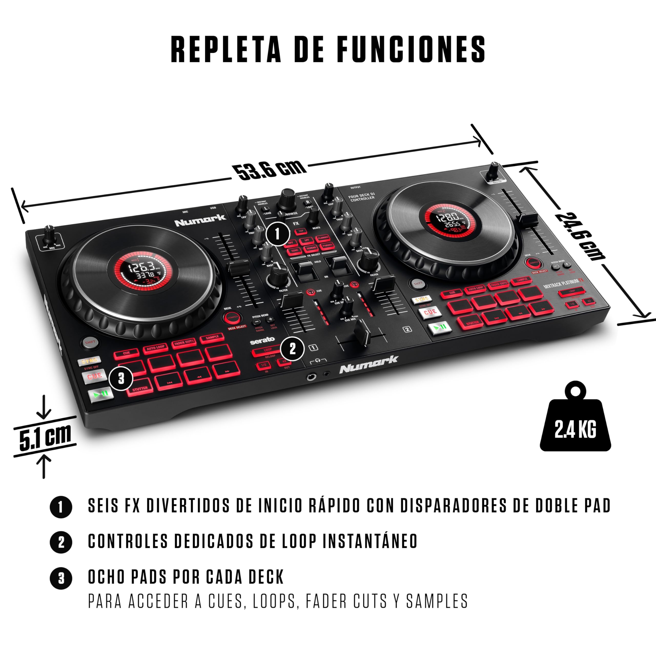 numark-mixtrack-platinum-fx-controlador-dj-para-serato-dj-lite-con-4-canales-rue image 5