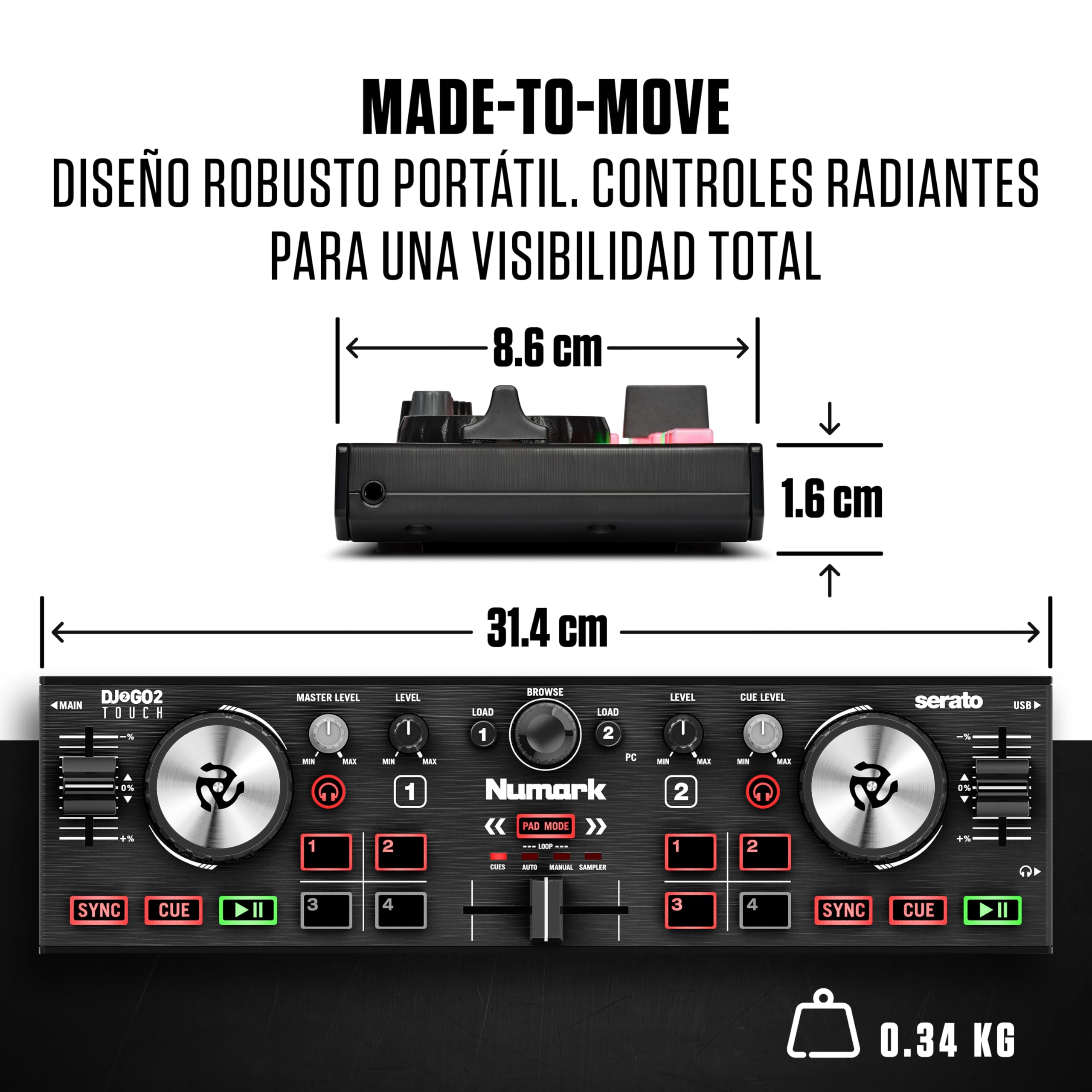 numark-dj2go2-touch-controlador-dj-compacto-con-serato-dj-lite image 5